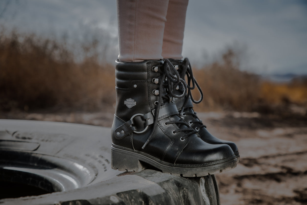 Harley-Davidson TEGAN 6" LACE HARNESS - BLACK Women's Boot D84706