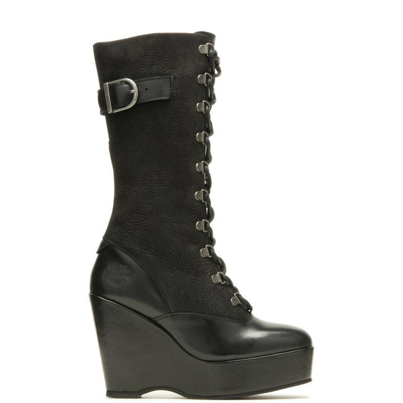 Harley-Davidson CELINA 10" LACE WEDGE - BLACK Boot D84732