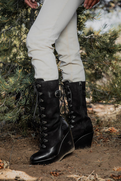Harley-Davidson CELINA 10" LACE WEDGE - BLACK Boot D84732